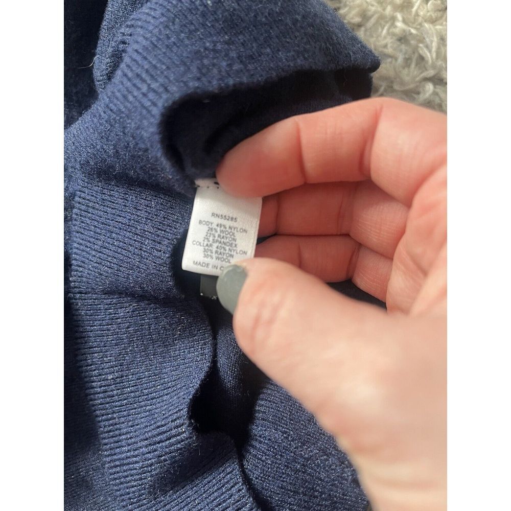Express Blue Knit Sweater Dress Sz M Cowl Neck Wool Blend - Picture 3 of 4